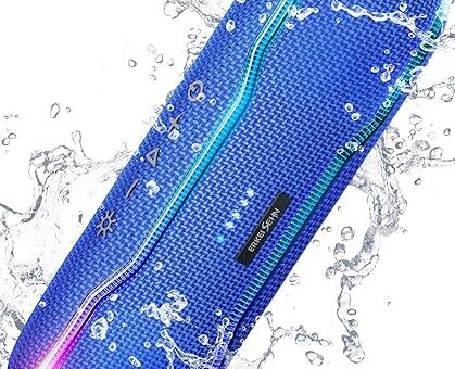 ERKEISEHN Bluetooth Speaker, IPX7 Waterproof Wireless Speaker with Colorful Flashing Light, 25W Super Bass with 24H Playtime, 100ft Bluetooth Range, TWS Pairing for Outdoor, Home, Party, Beach, Travel