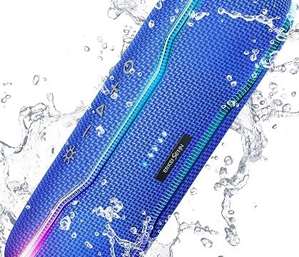 ERKEISEHN Bluetooth Speaker, IPX7 Waterproof Wireless Speaker with Colorful Flashing Light, 25W Super Bass with 24H Playtime, 100ft Bluetooth Range, TWS Pairing for Outdoor, Home, Party, Beach, Travel