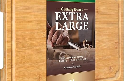 Extra Large Cutting Board, 17.6" Bamboo Cutting Boards for Kitchen with Juice Groove and Handles Kitchen Chopping Board for Meat Cheese board Heavy Duty Serving Tray, XL, Empune