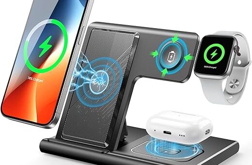 EXW [2024] Upgraded Wireless Charger,3 in 1 Charging Station for Apple Devices,Wireless Charger Stand for iPhone 16 15 14 13 12 11 Pro Max XR XS 8,Apple Watch and AirPods(18W PD Adapter Not Included)