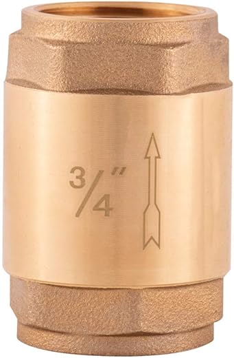 EZ-FLO Brass In-Line Check Valve, 3/4 Inch IPS, Stainless Steel Spring, 20403LF