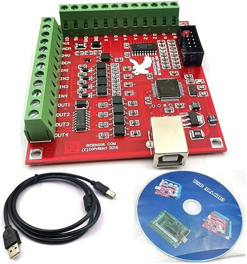 FainWan Mach3 USB Interface Board USB CNC Controller 4 Axis Motion Control Card Interface Breakout Board Compatible with Stepper Motor Driver