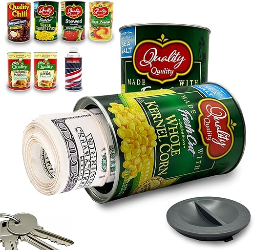 Fake Soup Can Diversion Safe - Keep Your Valuables Safe - like Jewelry, Cash, Money, Coins, Car Keys - Storage Home Security - Corn