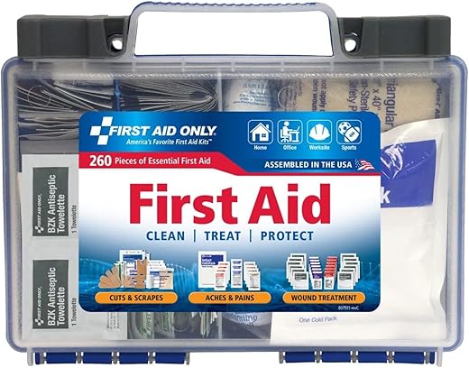 First Aid Only 91248 OSHA-Compliant First Aid Kit, All-Purpose 50-Person Emergency First Aid Kit for Business, Worksite, Home, and Car, 260 Pieces