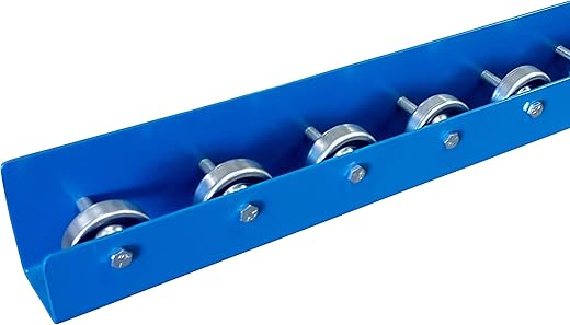 Flow Rack Conveyor Rails - T4 Style Skate Wheel Track with Side Guides, Heavy Duty 5′ Conveyor Rail, 260 lb/ft Load Rating, Powder-Coated Steel for Trailer, Truck, and Workshop