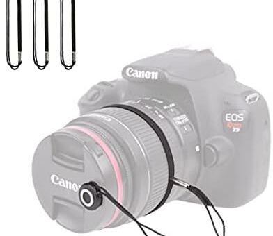 Foto&Tech Camera Lens Cap Leash with Elastic String, Compatible with Universal DSLR SLR Evil Mirrorless Cameras Video (x3)