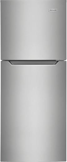 Frigidaire 10.1 Cu. Ft. Compact ADA Top Freezer Refrigerator in Brushed Steel with Electronic Control Panel, Reversible Door Swing, ENERGY STAR