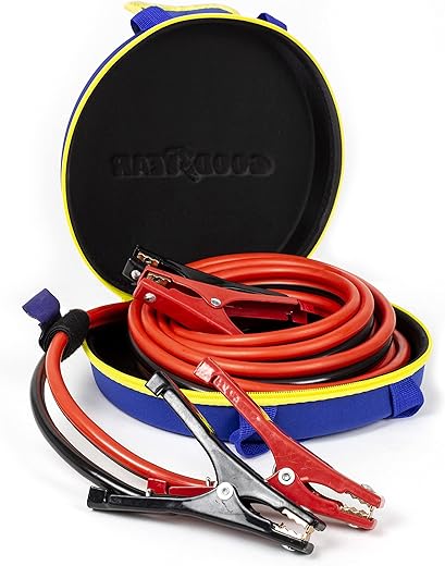 GOODYEAR - [2 GAUGE, 20 FT] - TRANSFERS HIGHER VOLTAGE THAN 4, 6, 8, 10 or 12 GAUGE] Heavy Duty Jumper Cables with PVC CASE, Emergency Roadside Assistance, Works in EVERY WEATHER