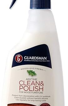 Guardsman Anytime Clean & Polish Wood Cleaner & Furniture Polish for Cabinets, Tables, and Other Wood Surfaces, Spray Bottle, Woodland Fresh, 16 Fluid Ounces