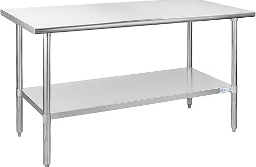 HALLY Stainless Steel Table for Prep & Work 24 x 60 Inches, NSF Commercial Heavy Duty Table with Undershelf and Galvanized Legs for Restaurant, Home and Hotel