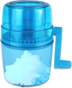 Hand Crank Ice Crusher,Snow Cone Machine Household Mini Portable Ice Shaver with Stainless Steel Blade Manual Ice Crusher for Snow Cone, Slush, Shaved Ice(Blue)