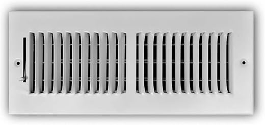 Hartford Ventilation Two Way Wall Vent Cover for 12 x 4 Inch Duct Opening - Adjustable Flow and Direction Control for Sidewall or Ceiling Vent - Efficient Air Vent - Screws Included