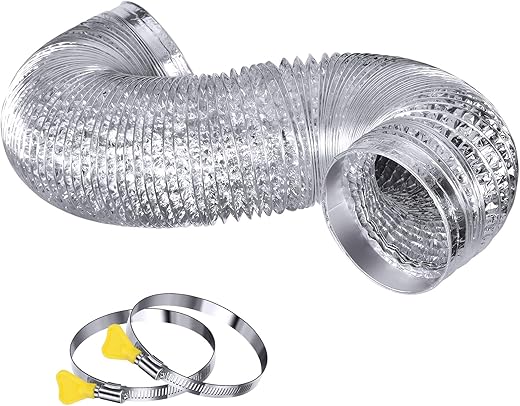 Heavy Duty Dryer Vent Duct Hose 4 inch 10 FT,Extra Thick Aluminum Foil Flexible Transition Duct Kit with Collars,Easy Installation