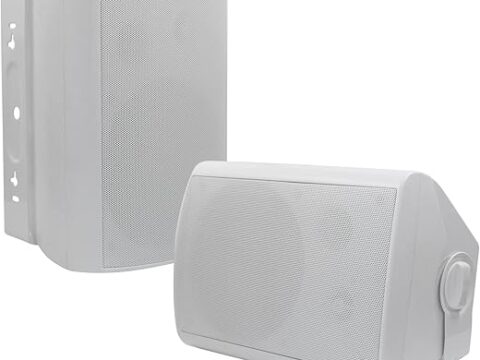 Herdio 6.5 Inch 400W Outdoor Speakers Wired Waterproof Passive with Powerful Bass,Wall Mount Speakers for Patio Garage Covered Deck,All-Weather Durability(Pair,White)