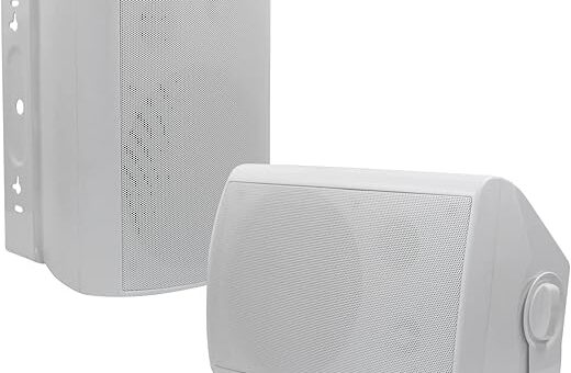 Herdio 6.5 Inch 400W Outdoor Speakers Wired Waterproof Passive with Powerful Bass,Wall Mount Speakers for Patio Garage Covered Deck,All-Weather Durability(Pair,White)