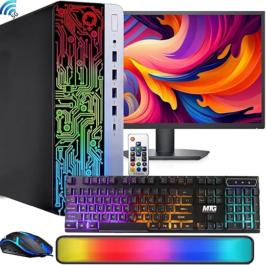 HP ProDesk Desktop RGB Computer PC Intel i5-6th Gen. Quad-Core Processor 16GB DDR4 Ram 1TB SSD, 22 Inch Monitor, Gaming Keyboard and Mouse, Soundbar, Built-in WiFi, Win 10 Pro (Renewed), 600 G3