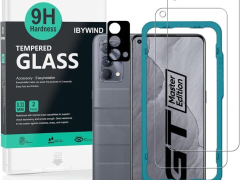 Ibywind Screen Protector For Realme GT Master Edition,with 2Pcs Tempered Glass,1Pc Camera Lens Protector[Fingerprint Reader,Easy to install]