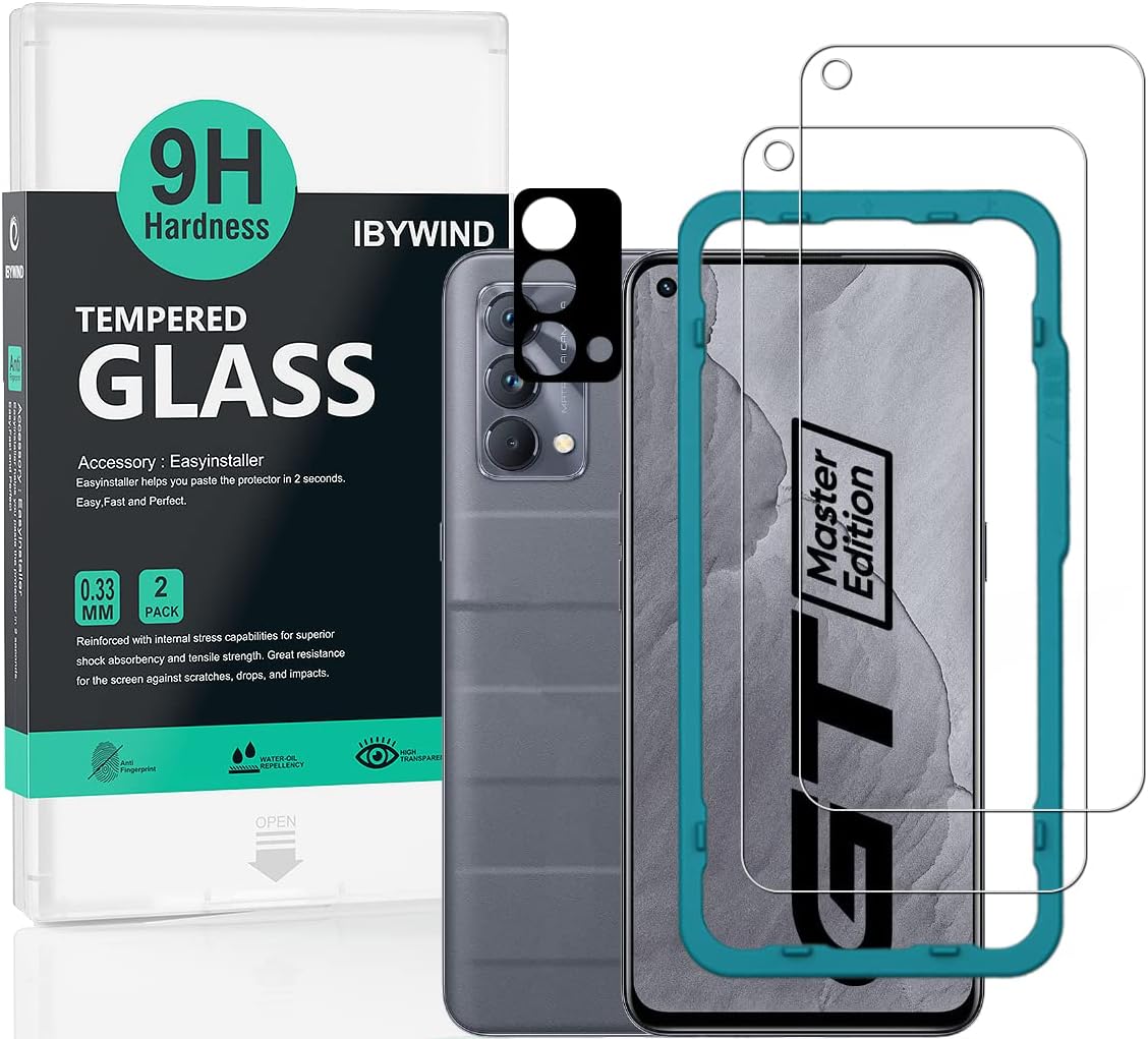 Ibywind Screen Protector For Realme GT Master Edition,with 2Pcs Tempered Glass,1Pc Camera Lens Protector[Fingerprint Reader,Easy to install]