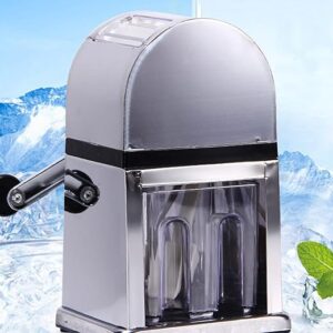 Ice Crusher Manual,Stainless Steel Household Ice Crusher Shaver for Quick Coarse,Shave or Fine Crushing of Chips Snow Cone or Slush,Hand Crank Operated Ice Crusher