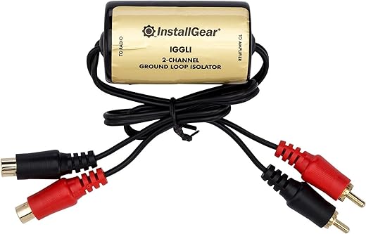 InstallGear Ground Loop Noise Isolator, Amplifier Noise Filter for Car Audio and Home Stereo, Feedback Loop Isolator, Car Stereo Noise Suppressor Reducer Alternator, Ground Loop Isolator