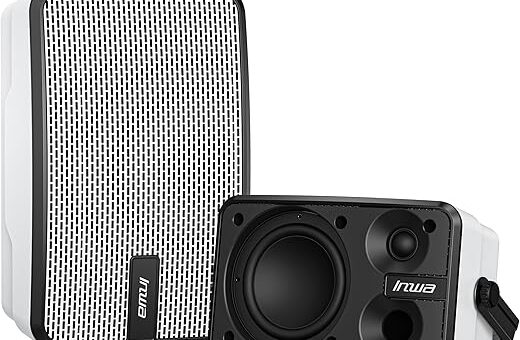 Inwa Outdoor Bluetooth Speakers, IPX5 Waterproof 400W Wall Mount Speaker, Powerful Bass Indoor/Outdoor Sound System, Wireless Sync Up to 100 Speakers, Suitable for Patio/Porch/Gazebo/Garage(Pair)