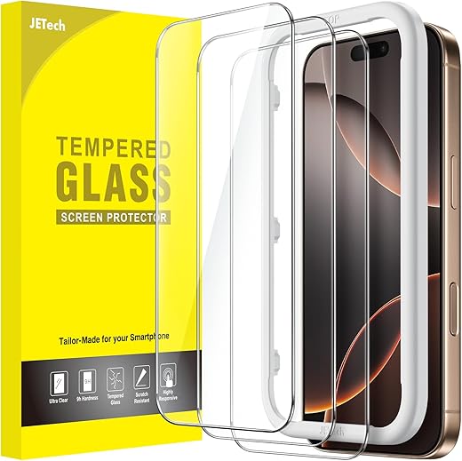 JETech Screen Protector for iPhone 16 Pro Max 6.9-Inch, Tempered Glass Film with Easy Installation Tool, Case-Friendly, HD Clear, 3-Pack