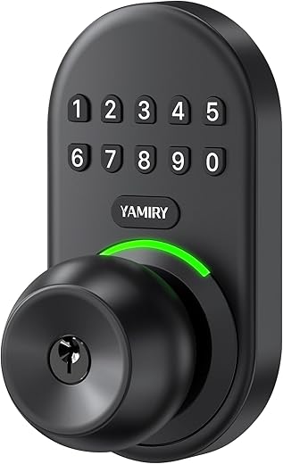 Keypad Smart Door Knob Lock, Yamiry Keyless Entry Door Lock for Front Door, Digital Keypad Door Lock with Handle, Electronic Code Door Knob, Auto Lock