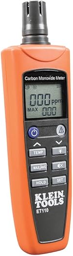 Klein Tools ET110 CO Meter, Carbon Monoxide Tester and Detector with Exposure Limit Alarm, 4 x AAA Batteries and Carry Pouch Included