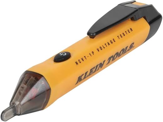 Klein Tools NCVT1P Voltage Tester, Non-Contact Low Voltage Tester Pen, 50V to 1000V AC, Audible and Flashing LED Alarms, Pocket Clip