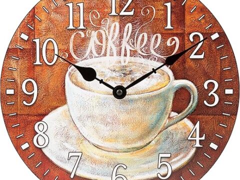 La Crosse Clock 404-2631C-INT 12-Inch Round Coffee Decorative Quartz Analog Wall Clock