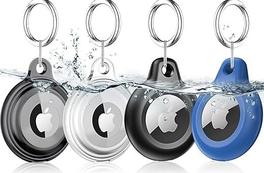 Lanteso 4 Pack AirTag Keychain for Apple Airtags Holder, [Full Body Shockproof][Waterproof ] [Dustproof][Anti-Scratch] Airtag Case for Wallet, Luggage, Cat, Dog, Pets(Multi-Color)