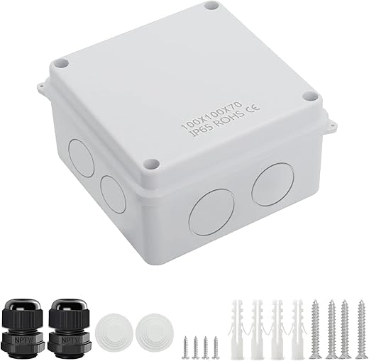 LeMotech Junction Box, Electrical Box IP65 Water Resistant Dustproof ABS Plastic Project Enclosure for Electronics White, External Size 3.9 x 3.9 x 2.8 inch