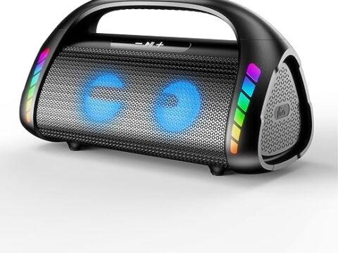 LFS Bluetooth Speaker,100W Loud Speakers Bluetooth Wireless with Deep Bass, Portable Bluetooth Speakers Wireless with Power Bank, LED Lights,Waterproof, 30hours Playtime for Outdoor Home