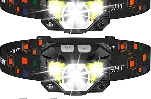 LHKNL Headlamp Flashlight, 1200 Lumen Ultra-Light Bright LED Rechargeable Headlight with White Red Light,2-Pack Waterproof Motion Sensor Head Lamp,8 Mode for Outdoor Camping Running Hiking Fishing