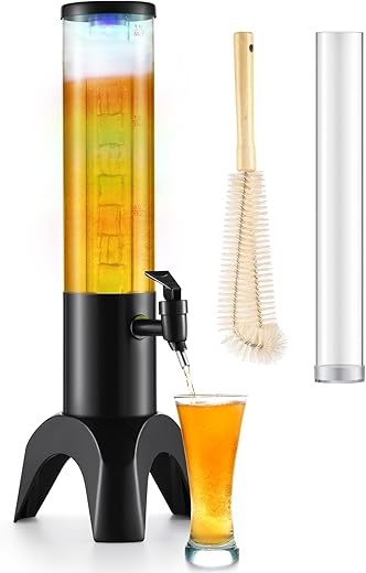 Mimosa Tower, 50oz/1.5L Mimosa Tower Dispenser with Ice Tube and LED Light, Tabletop Beer Dispenser (50 fl oz-1pc)