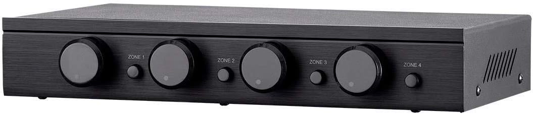 Monoprice SSVC-4.1 Single Input 4-Channel Speaker Selector with Volume Control, Impedance Protection, Individual Zone On/Off Buttons, Black, Model Number: 138159