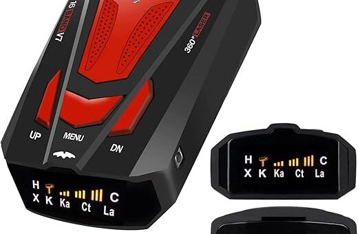 New Radar Detector for Cars with Voice Speed Prompt, 360 ° Detection，City/Highway Mode, Vehicle Speed Alarm System, Led Display, with Anti-Slip Mat EI-V7