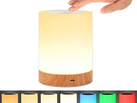 Night Light, Touch Lamp for Bedrooms Living Room Portable Table Bedside Lamps with Rechargeable Internal Battery Dimmable 2800K-3100K Warm White Light & Color Changing RGB (Regular Size)…