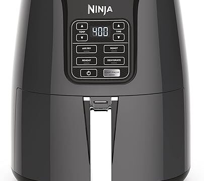 Ninja Air Fryer, Roast, Bake, Air Fry, Roast, Broil, Reheats, & Dehydrates, 4-in-1, Fries, Frozen Food, Veggies, and Juicy Meat, Less Oil, Easy Meals, Healthy Meals, Compact, 4 QT, Grey, AF101