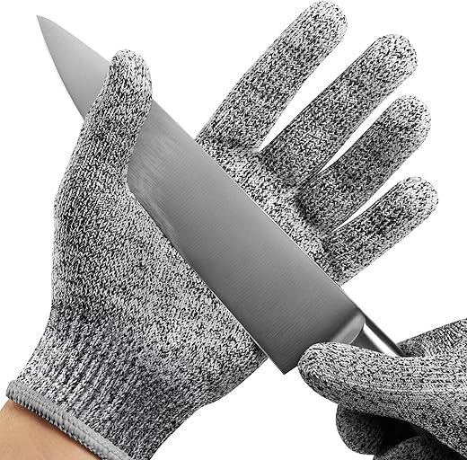 NoCry Premium Cut Resistant Gloves Food Grade — Level 5 Protection; Ambidextrous; Machine Washable; Superior Comfort and Dexterity; Lightweight Protective Gloves; Complimentary eBook