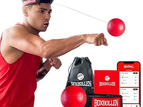 Original with App, Used by Celebrities - MMA Gear Boxing Ball - Boxing Reflex Ball with Adjustable Strap - Interactive Boxball App Integration - 1 Pack