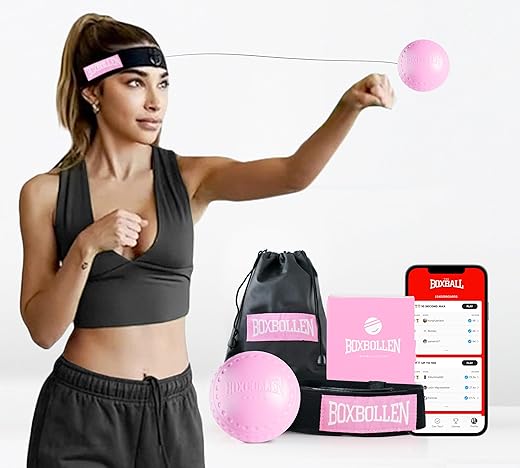 Original with App, Used by Celebrities - MMA Gear Boxing Ball - Boxing Reflex Ball with Adjustable Strap - Interactive Boxball App Integration - 1 Pack