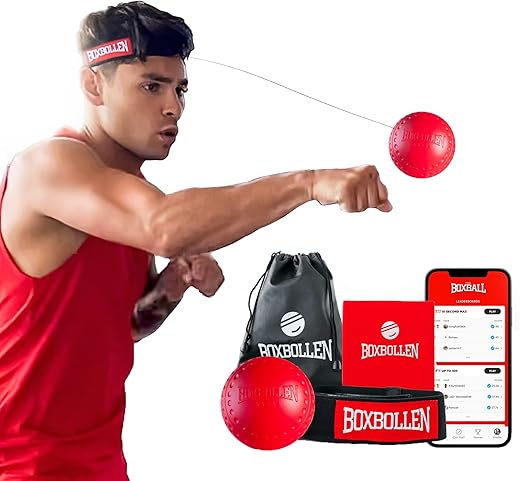 Original with App, Used by Celebrities - MMA Gear Boxing Ball - Boxing Reflex Ball with Adjustable Strap - Interactive Boxball App Integration - 1 Pack