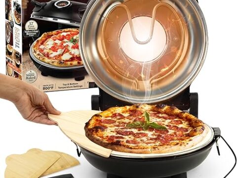 PIEZANO Crispy Crust Pizza Oven by Granitestone – Electric Pizza Oven Indoor, 12 Inch Indoor Pizza Oven Countertop, Pizza Maker Heats up to 800˚F for Stone Baked Pizza at Home As Seen on TV Products