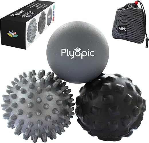 Plyopic. Massage Ball Set - for Deep Tissue Muscle Recovery, Myofascial Release, Trigger Point Therapy, Mobility, Plantar Fasciitis Relief - Eliminate Muscle Pain and Tension in Your Back Neck Foot