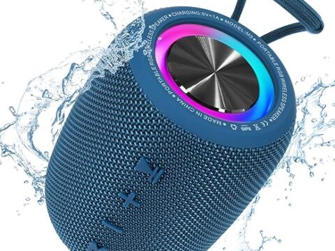 Portable Bluetooth Speaker, BT5.3 Wireless Speaker 20W Bass Diaphragms with Multi LED Light Dynamic Modes, IPX6 Waterproof 16H Playtime supports FM Mode, TF, USB for Home, Cycling, Outdoor, Beach