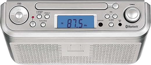 PROSCAN ELITE PKCR2713AMZ Under Counter CD Player with Clock Radio and Bluetooth, Silver