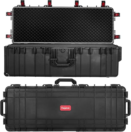 Regetek Waterproof Rolling Case 44"x 17.5"x 13.5", Equipment Case with Foam/Wheels for Camera, telescopes,Tool, Instrument,IP67 Waterproof & Crushproof, Lockable, Deep Transport Roller Hard Case