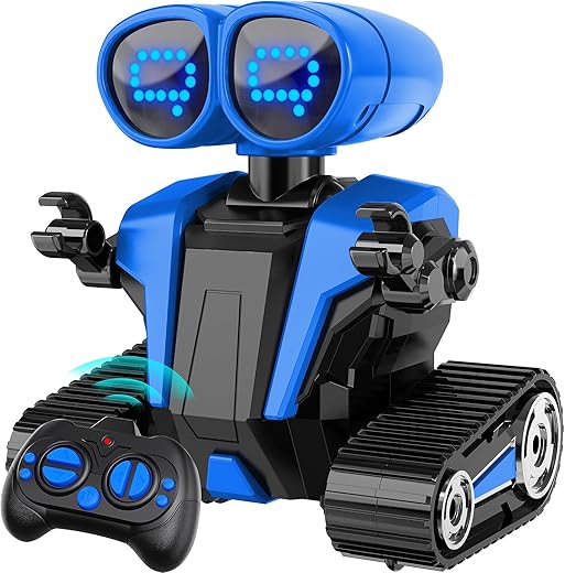 Robot Toys for Boys Girls with Auto-Demonstration Robots for Kids Remote Control Kids Robot Rechargeable Emo Robot with LED Eyes Smart Robot Age 3 Years and Up - Blue