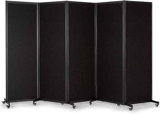 Room Partition,Office Divider,Portable Commercial Screen Dividers,Privacy Partition Separator,Classroom School Dividers,10'6"W x 6'7"H,5 Panel,Black